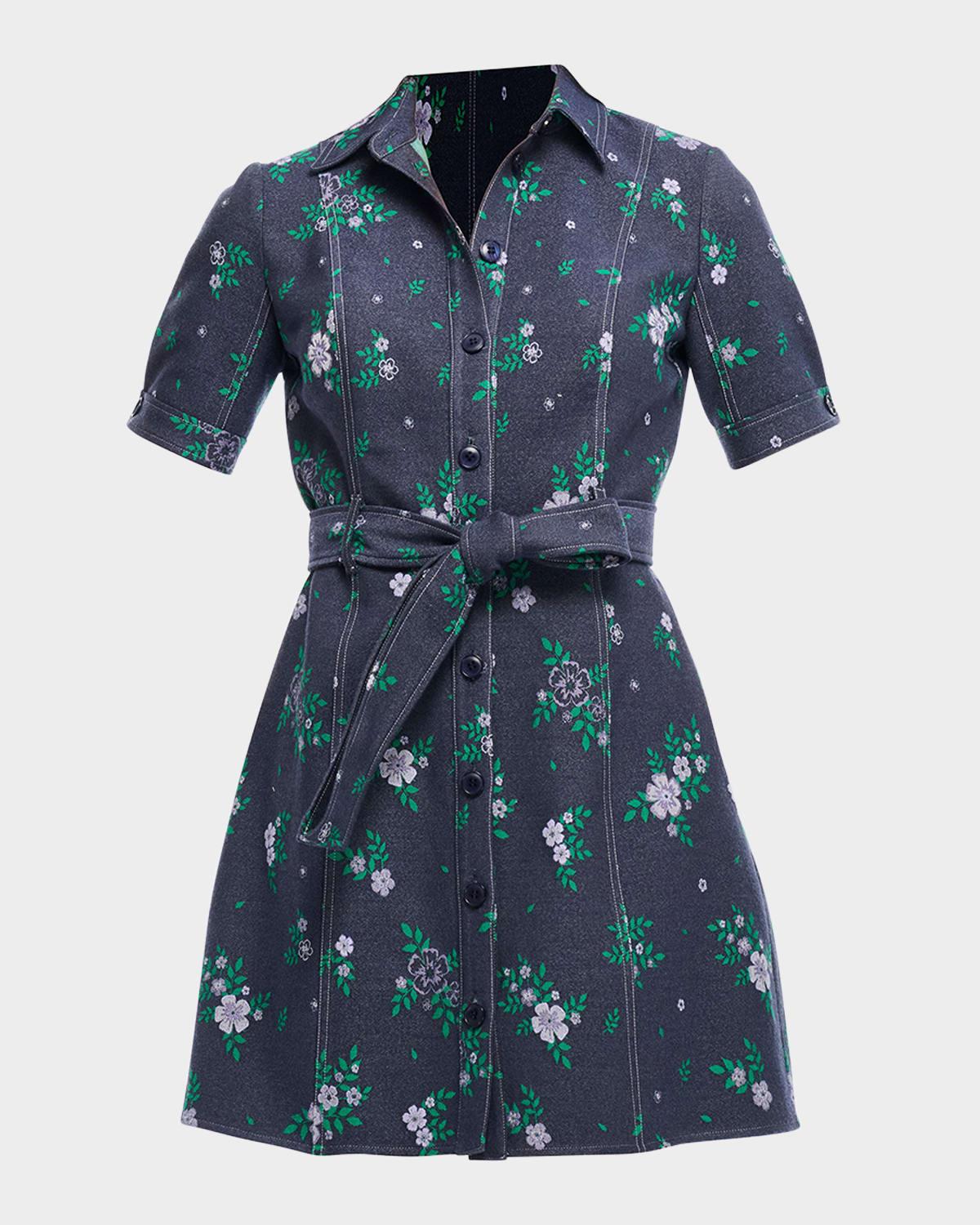 archie floral-print denim mini dress