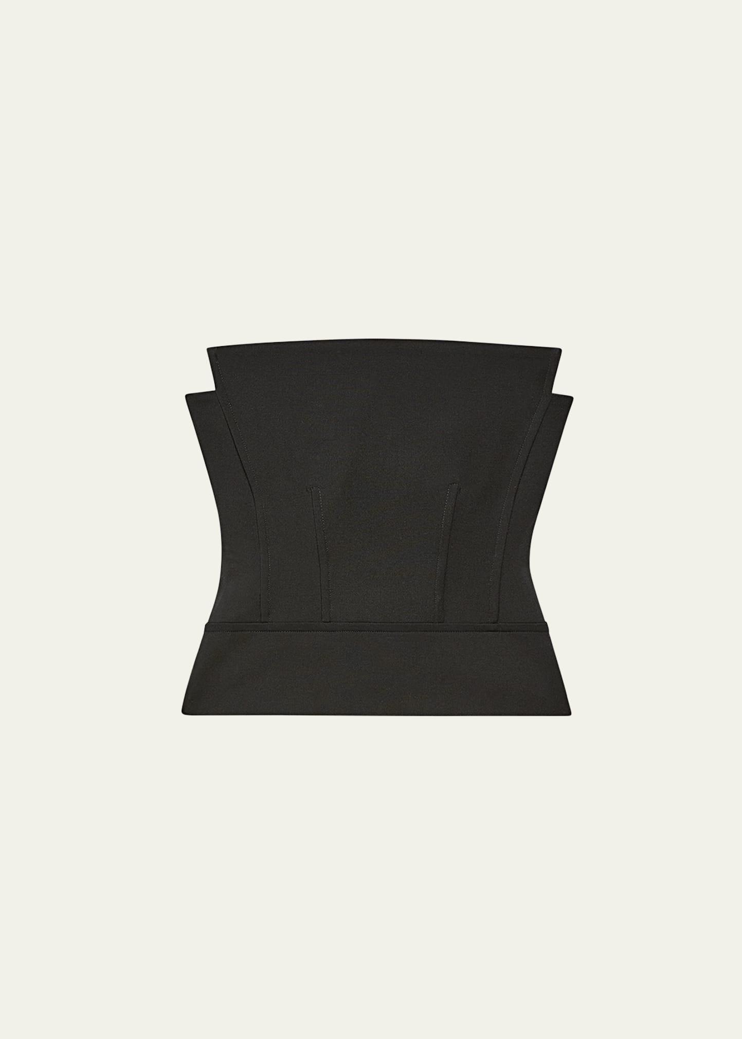 architectural strapless wool bustier