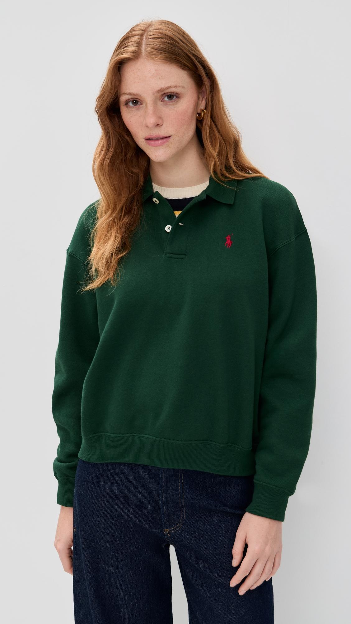 arctic fleece polo long sleeve pullover