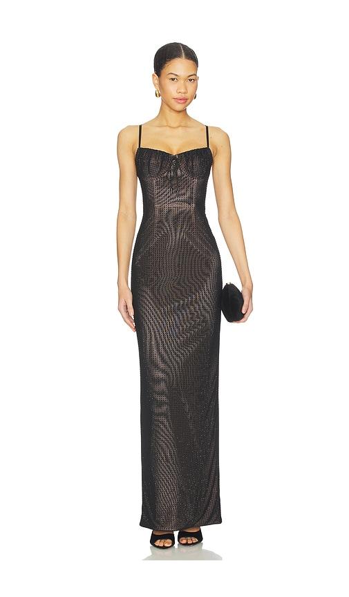 area crystal hotfix gown in black.