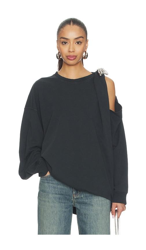 area crystal knot long sleeve t-shirt in black.
