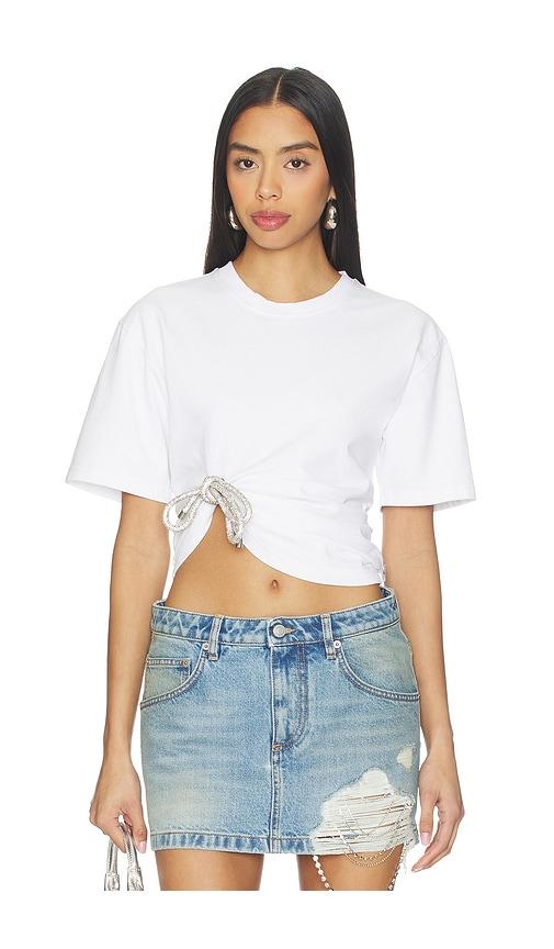area crystal knot t-shirt in white.