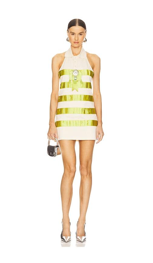area crystal polo dress in cream,green.