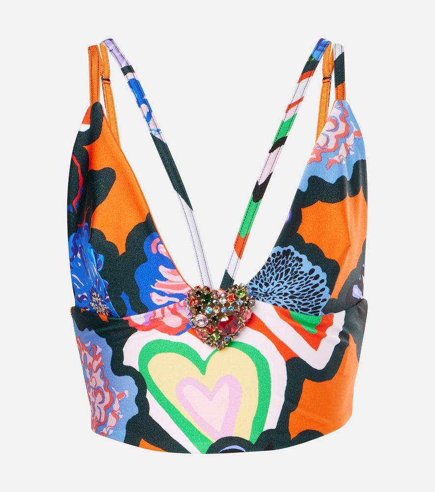 area embellished printed top