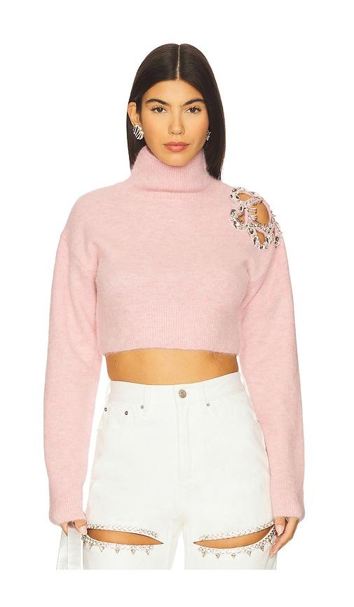 area flower cropped turtleneck sweater.