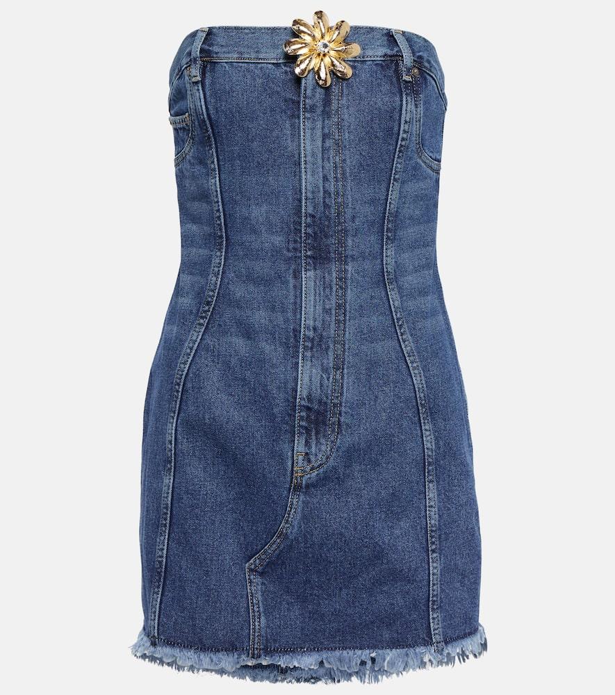 area mussel flower denim minidress