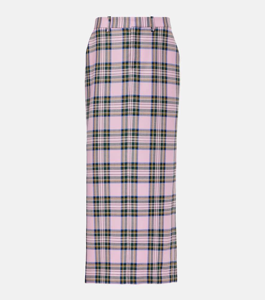 area plaid wool midi skirt