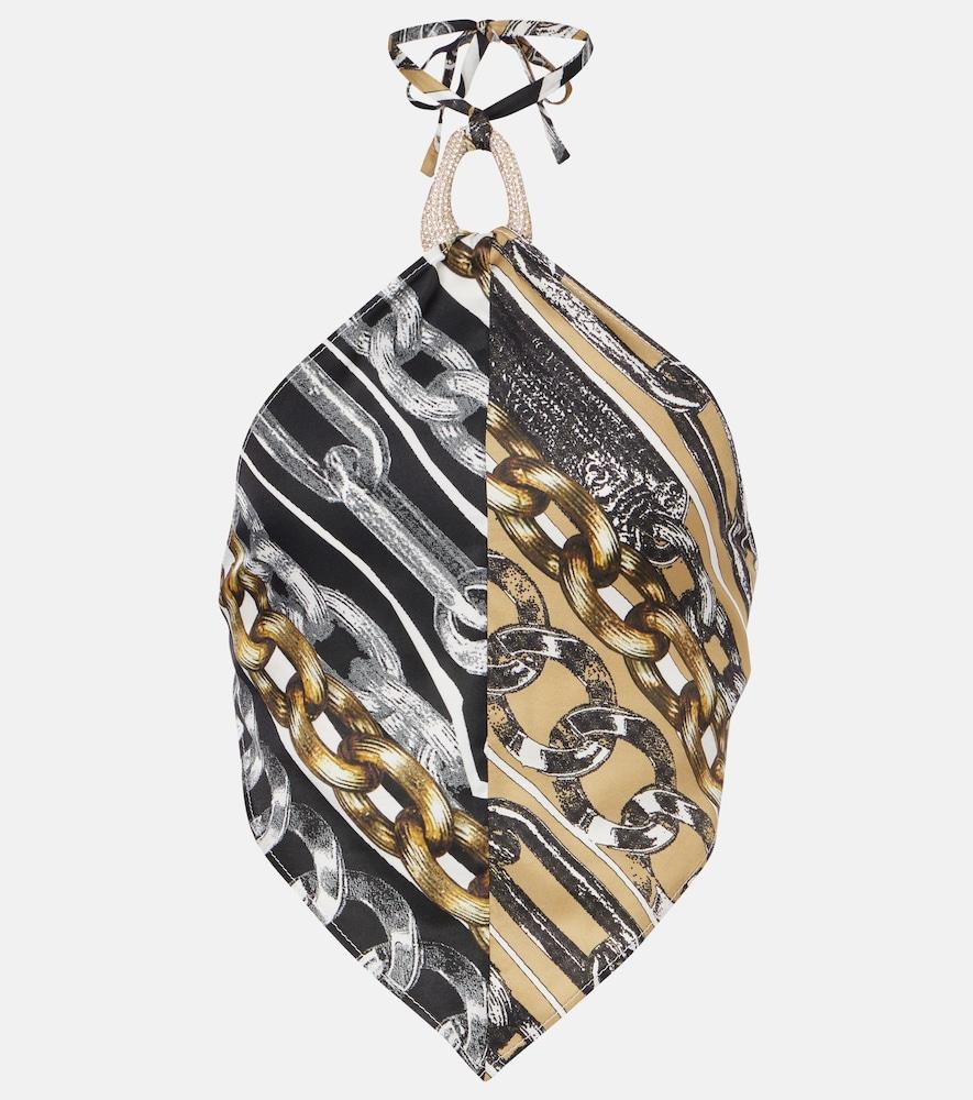 area printed embellished halter