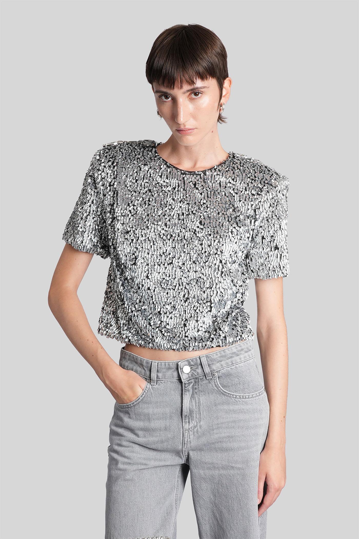 area topwear in silver polyester