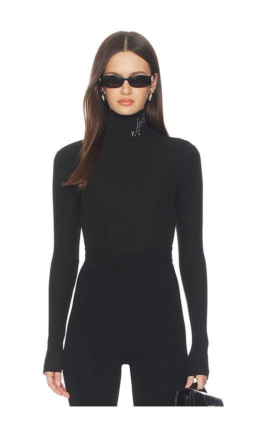area turtleneck logo bodysuit in black.