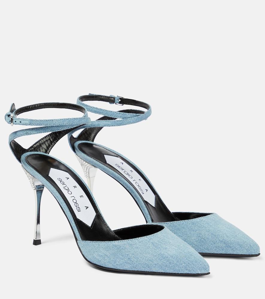area x sergio rossi marquise denim pumps