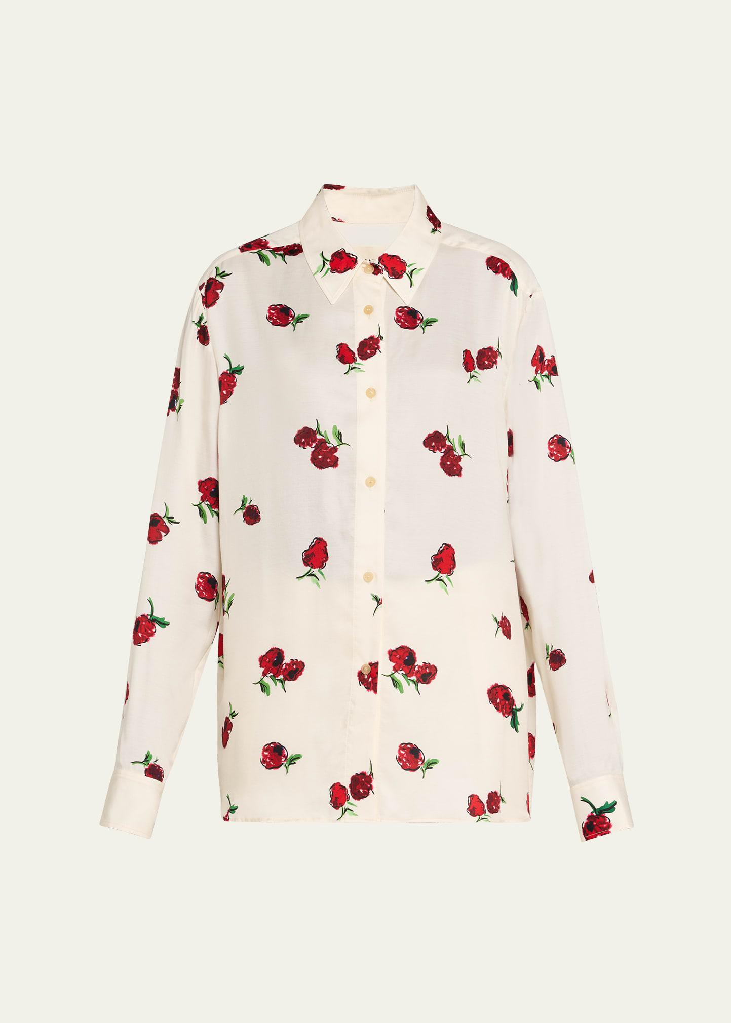 argo floral-print silk button-down top