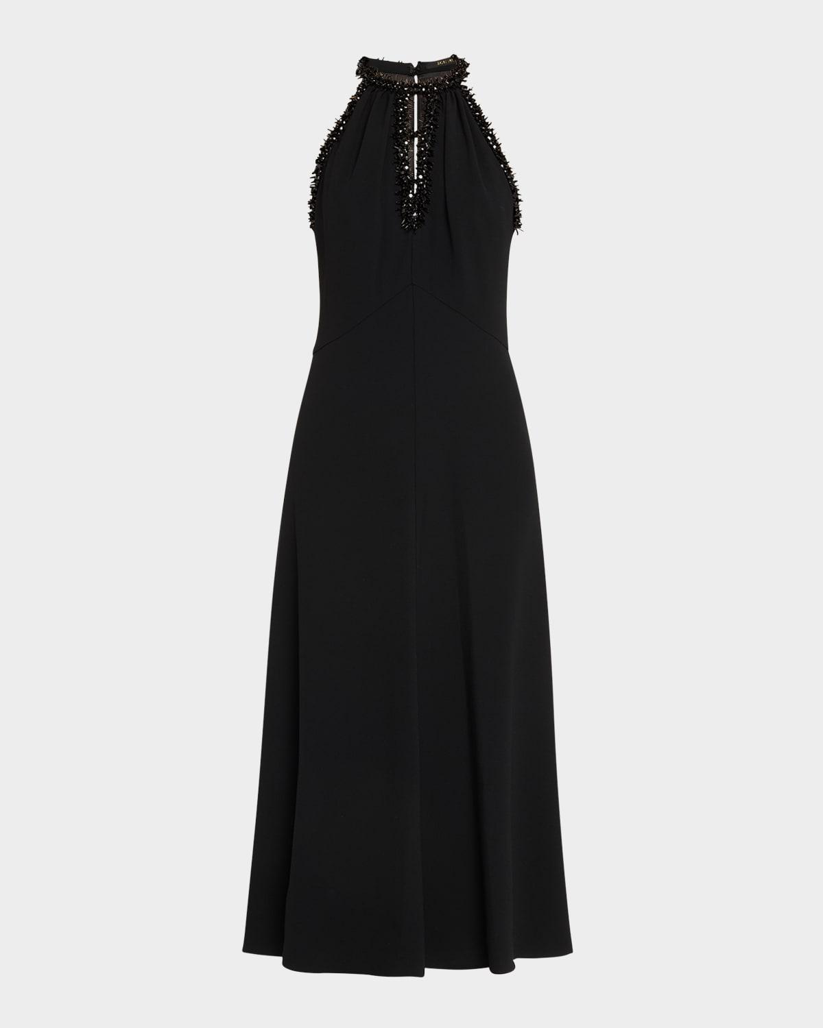aria bead-trim halter midi dress