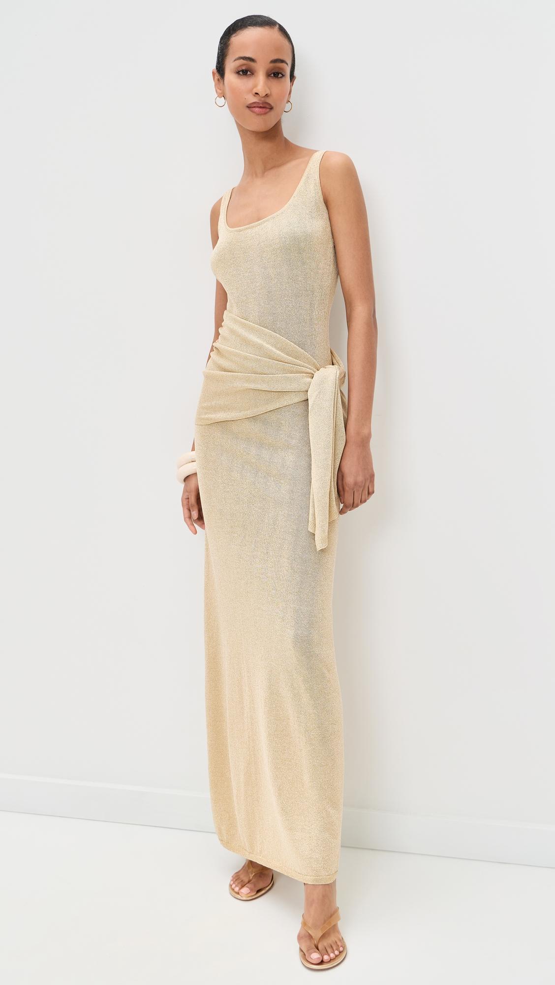 aria metallic knitted maxi dress