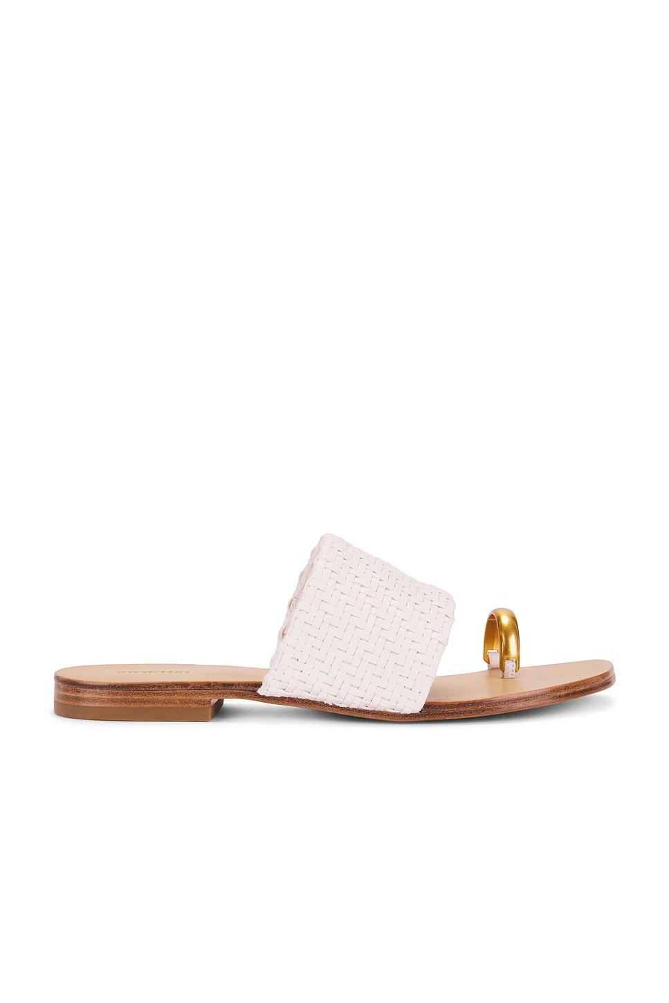 ariana woven leather sandal with metal toe ring