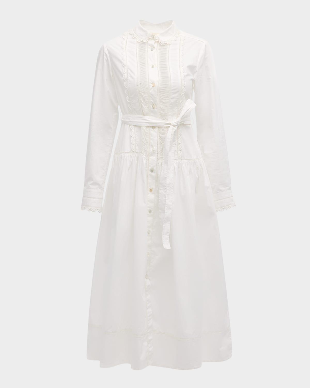 ariane embroidered long-sleeve shirtdress