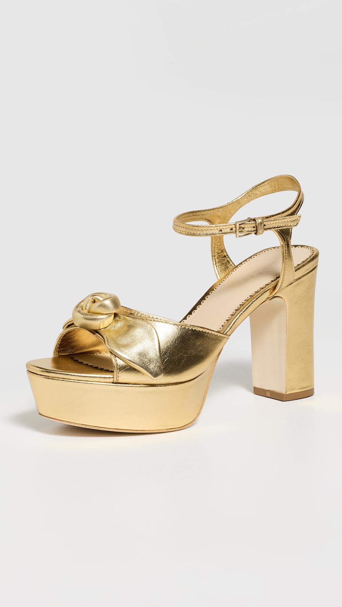 arianna knotted rose metallic platform sandals