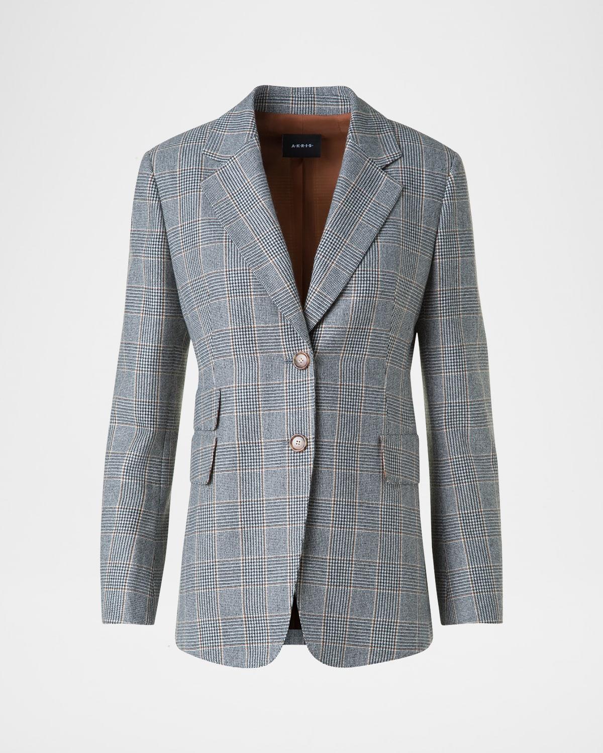 arie prince of wales check cashmere single-breasted jacket