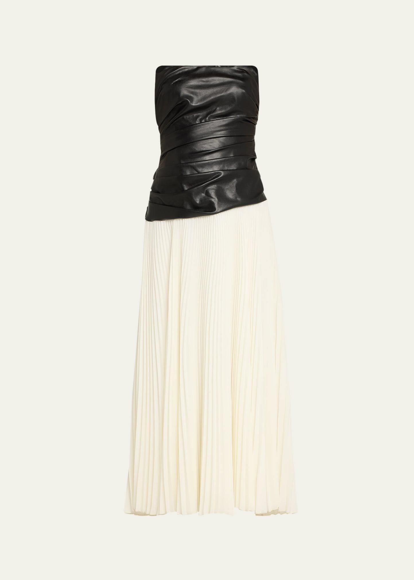 arie strapless bustier combo midi dress