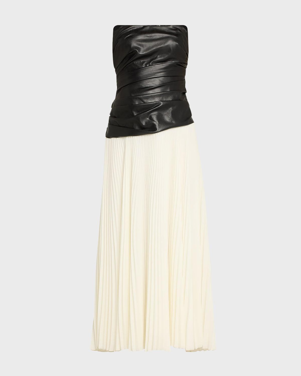 arie strapless bustier combo midi dress