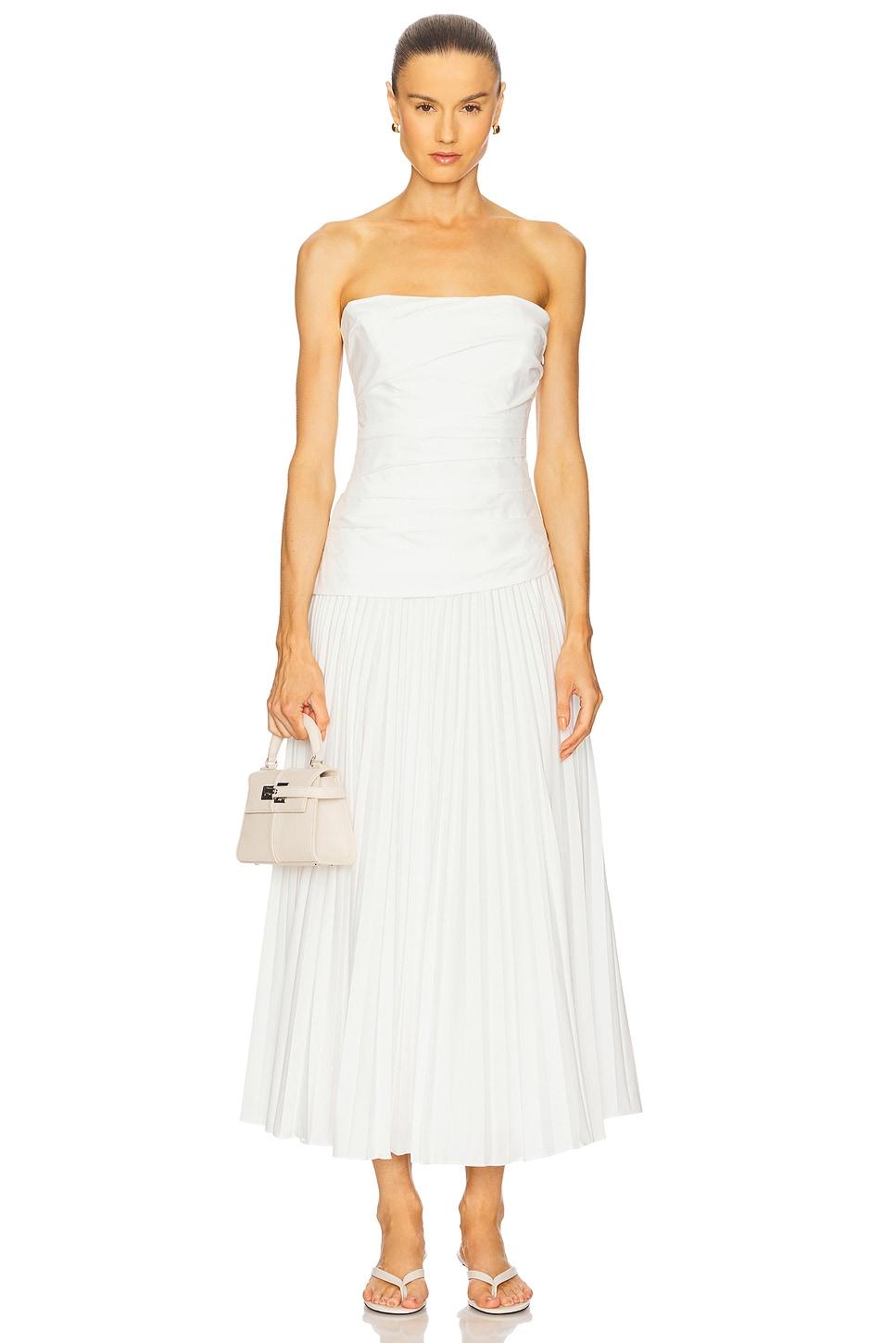 arie strapless bustier midi dress