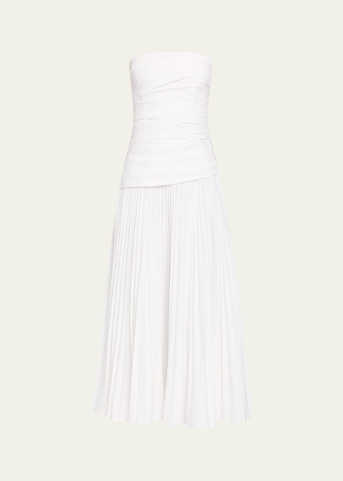 arie strapless cotton midi dress