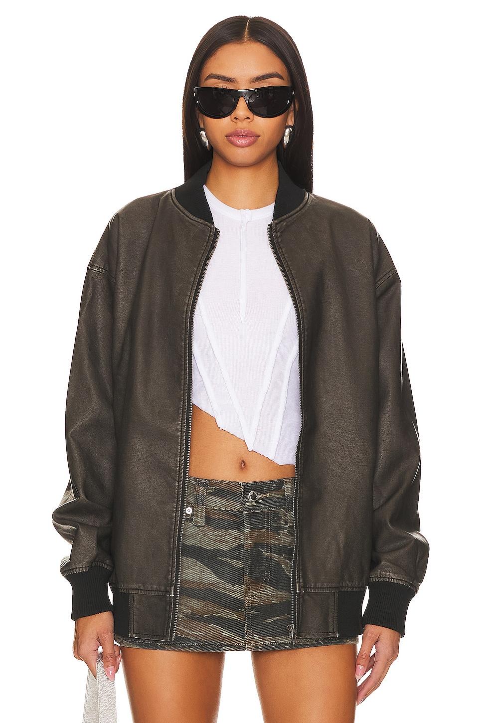 ariel faux leather bomber