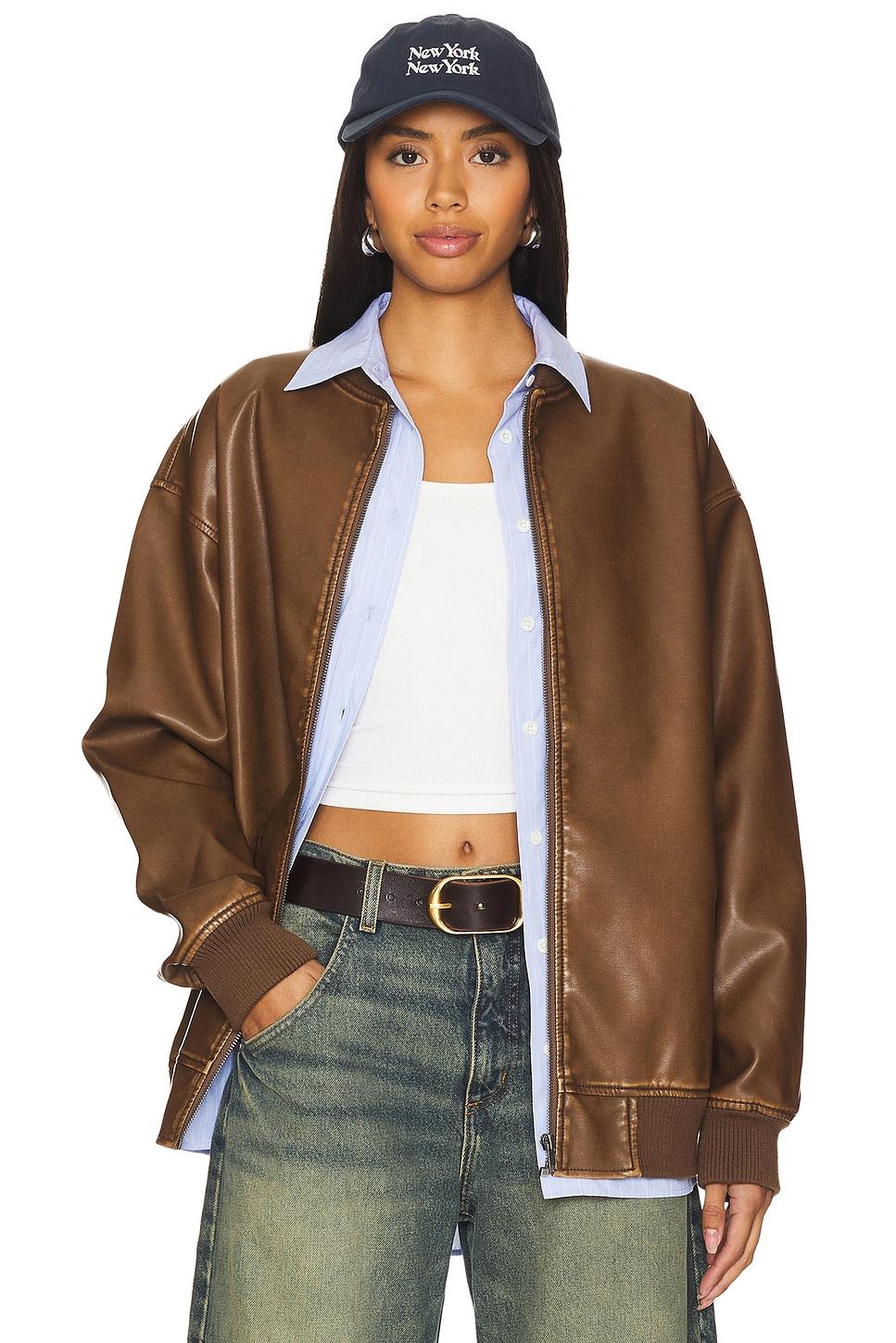 ariel faux leather bomber