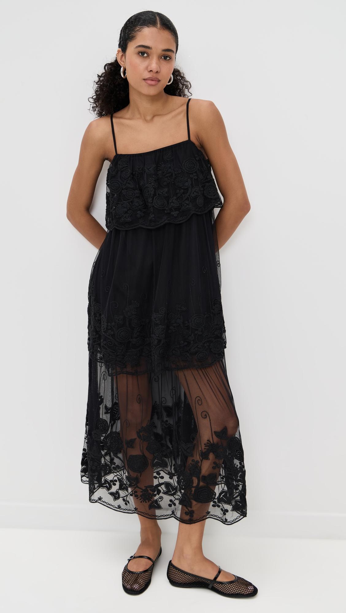 arielle lace tank tiered midi dress