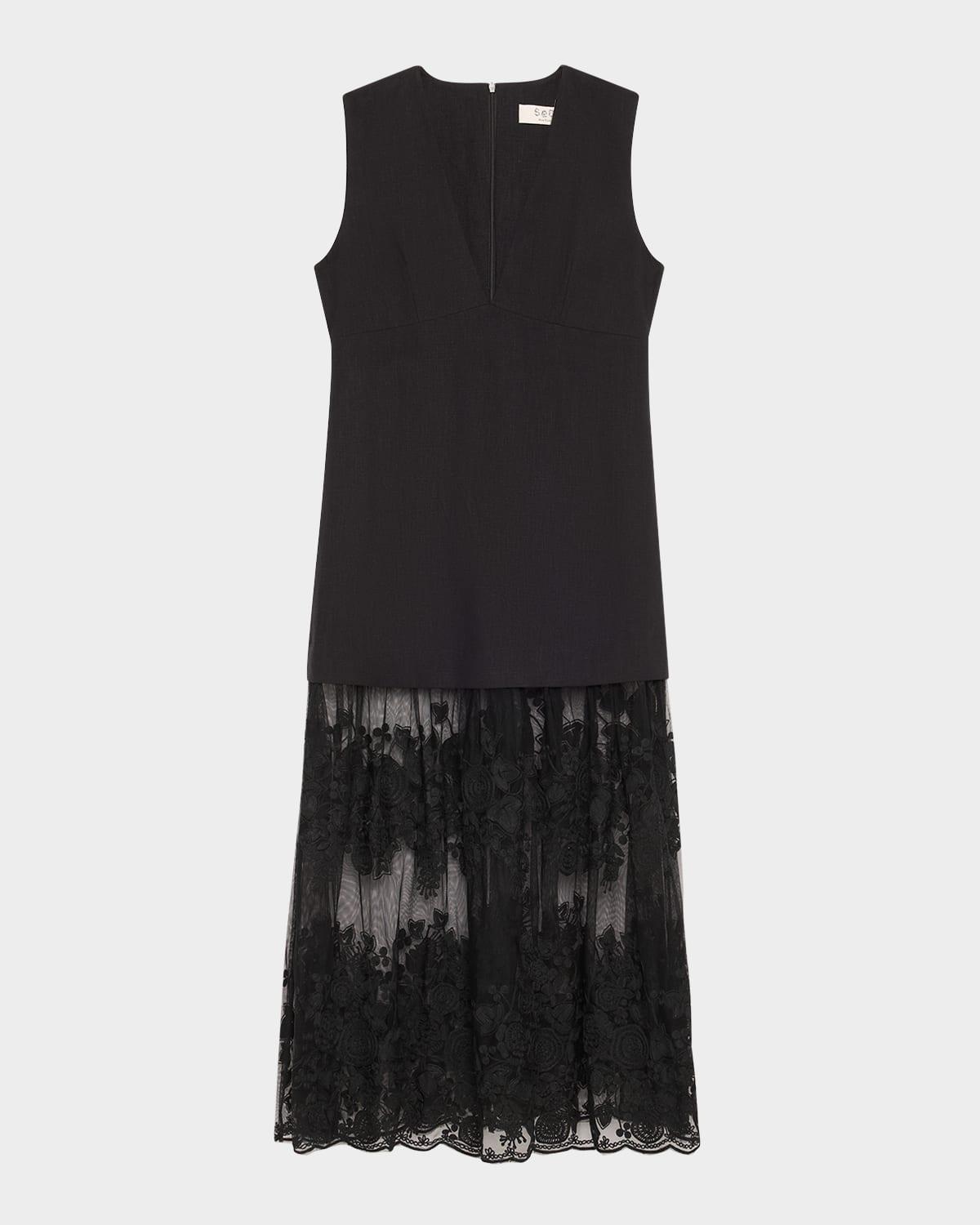arielle lace v-neck midi dress