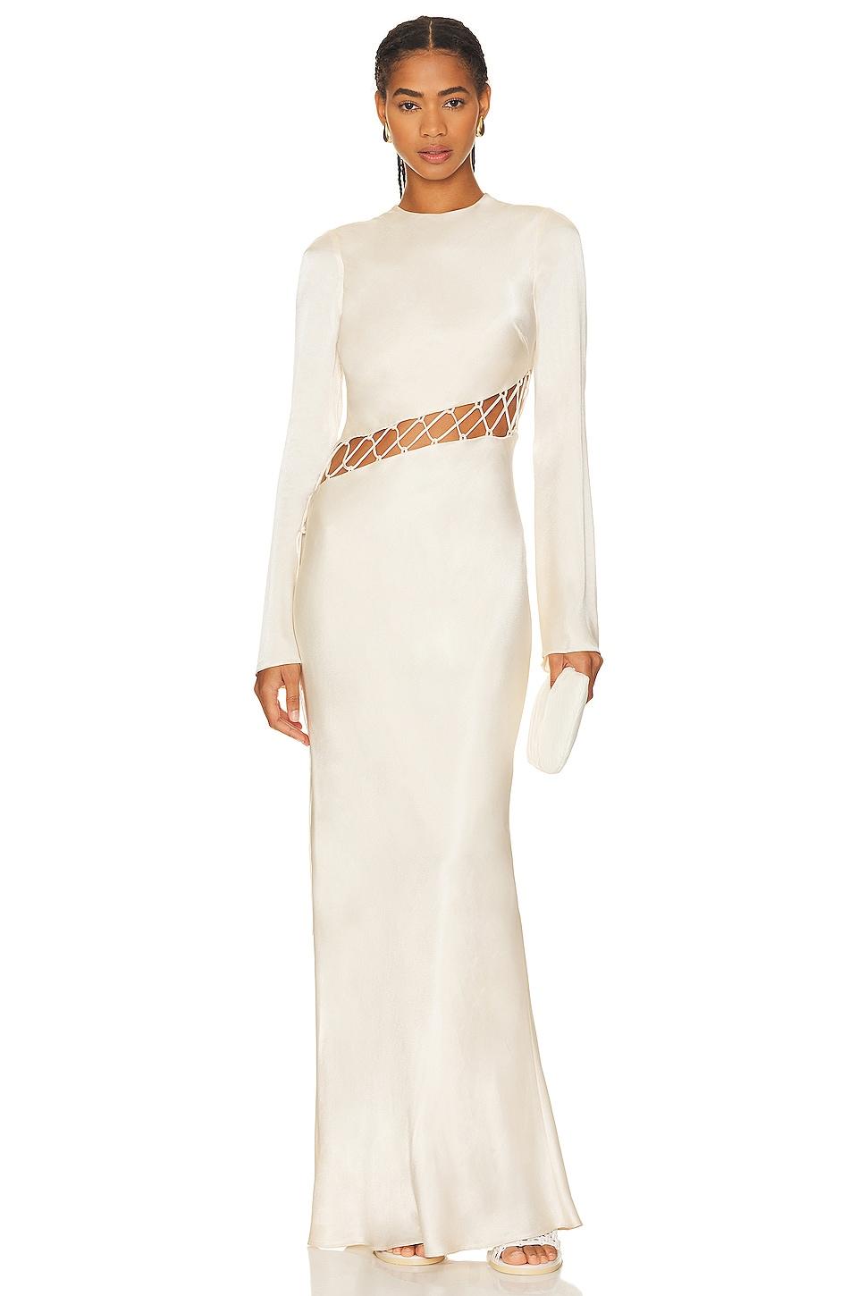 arienzo asymmetrical lace up maxi dress