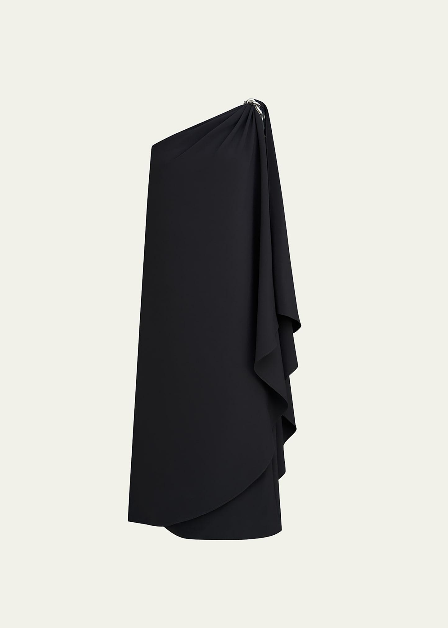 aries draped one-shoulder crepe midi dress
