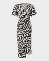 arina geometric-print midi wrap dress