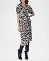 arina geometric-print midi wrap dress