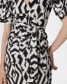 arina geometric-print midi wrap dress