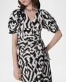 arina geometric-print midi wrap dress