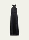 arina pleated halter midi dress