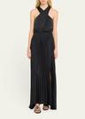 arina pleated halter midi dress
