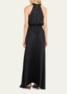 arina pleated halter midi dress