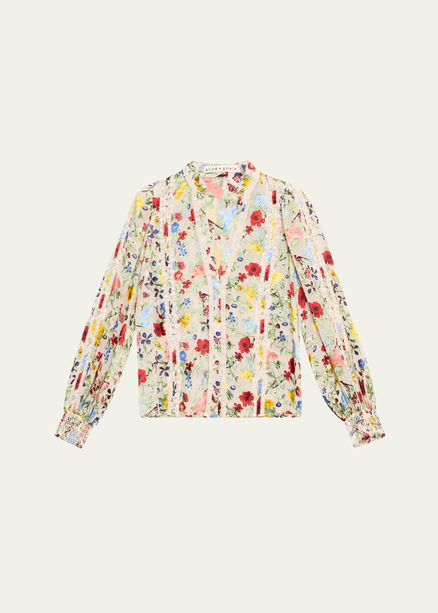 arlette floral blouson-sleeve blouse