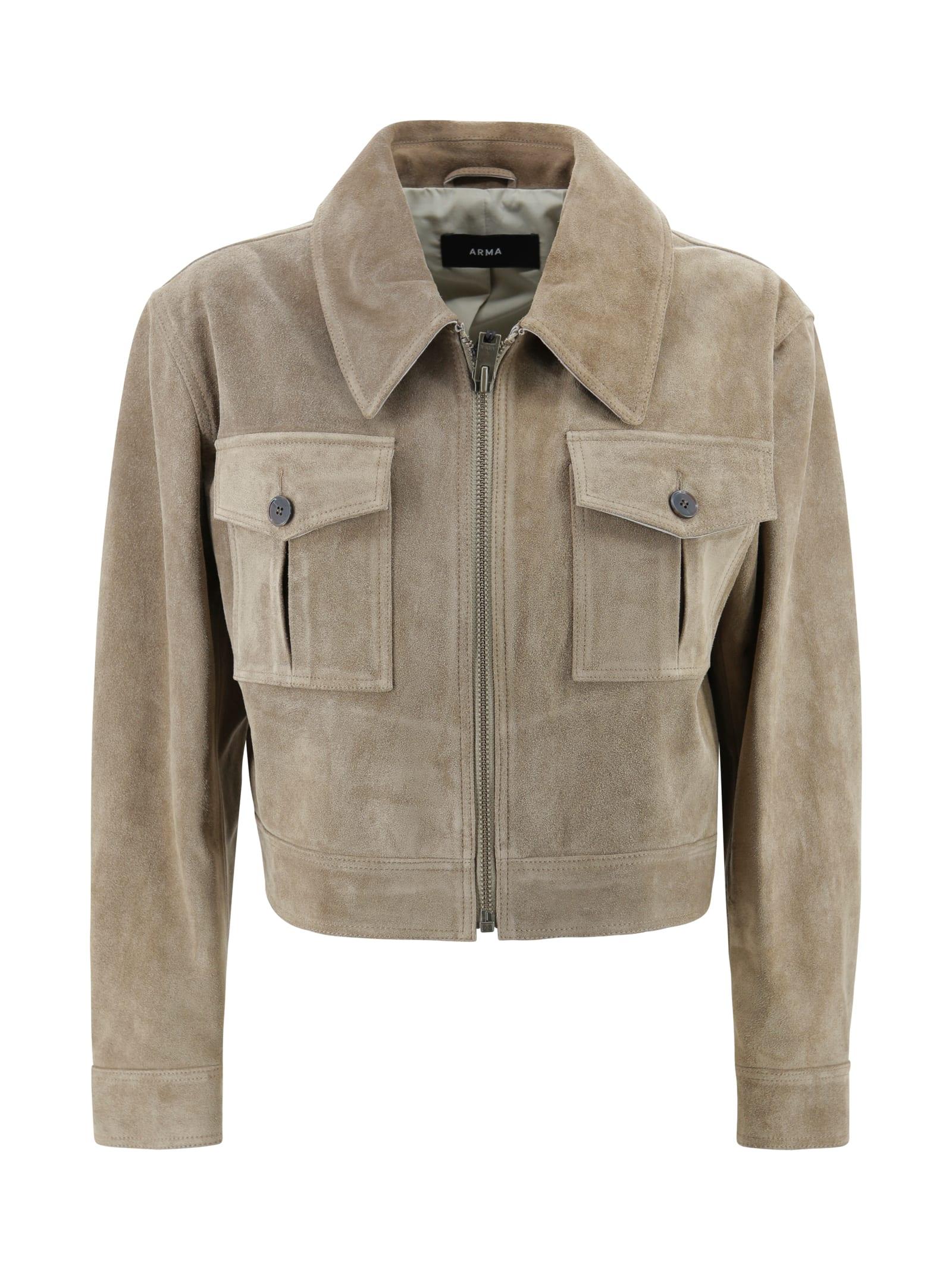 arma short suede biker jacket