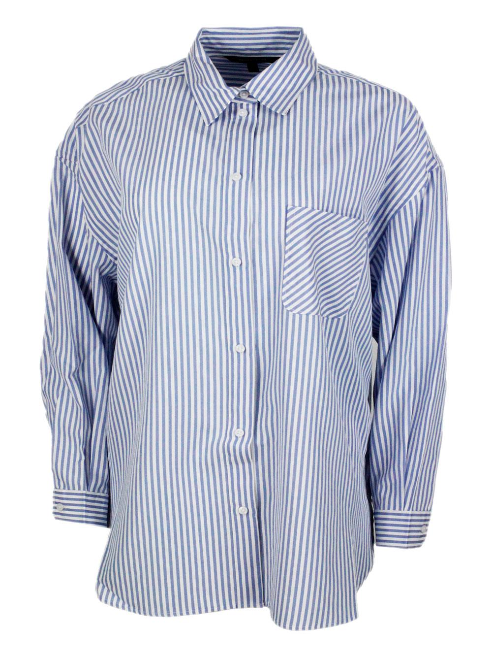 armani exchange shirts bianco - celeste 90pl 10vi - women