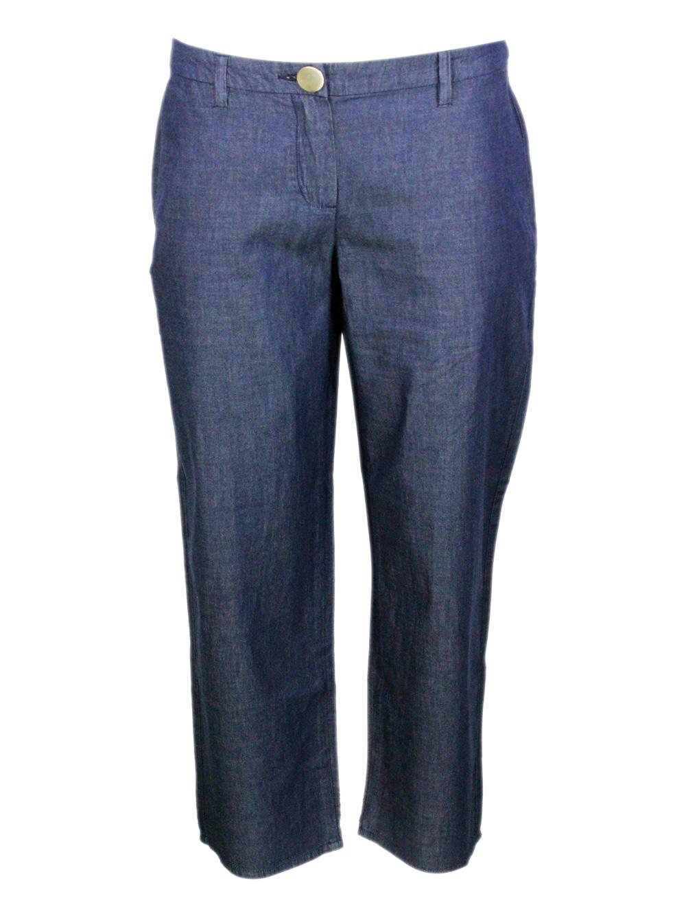 armani exchange trousers blue 100co - women