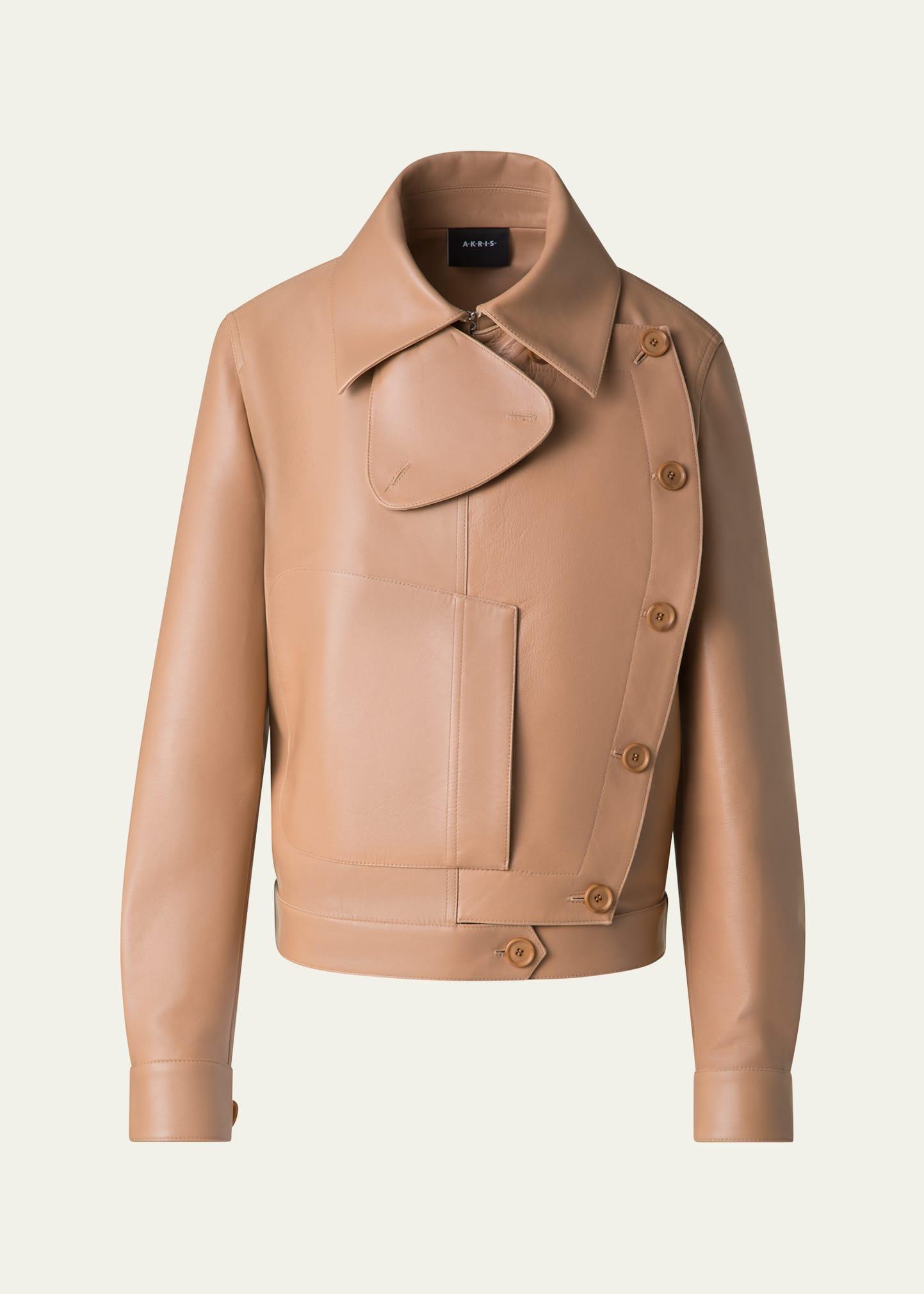 arno boxy leather trench jacket
