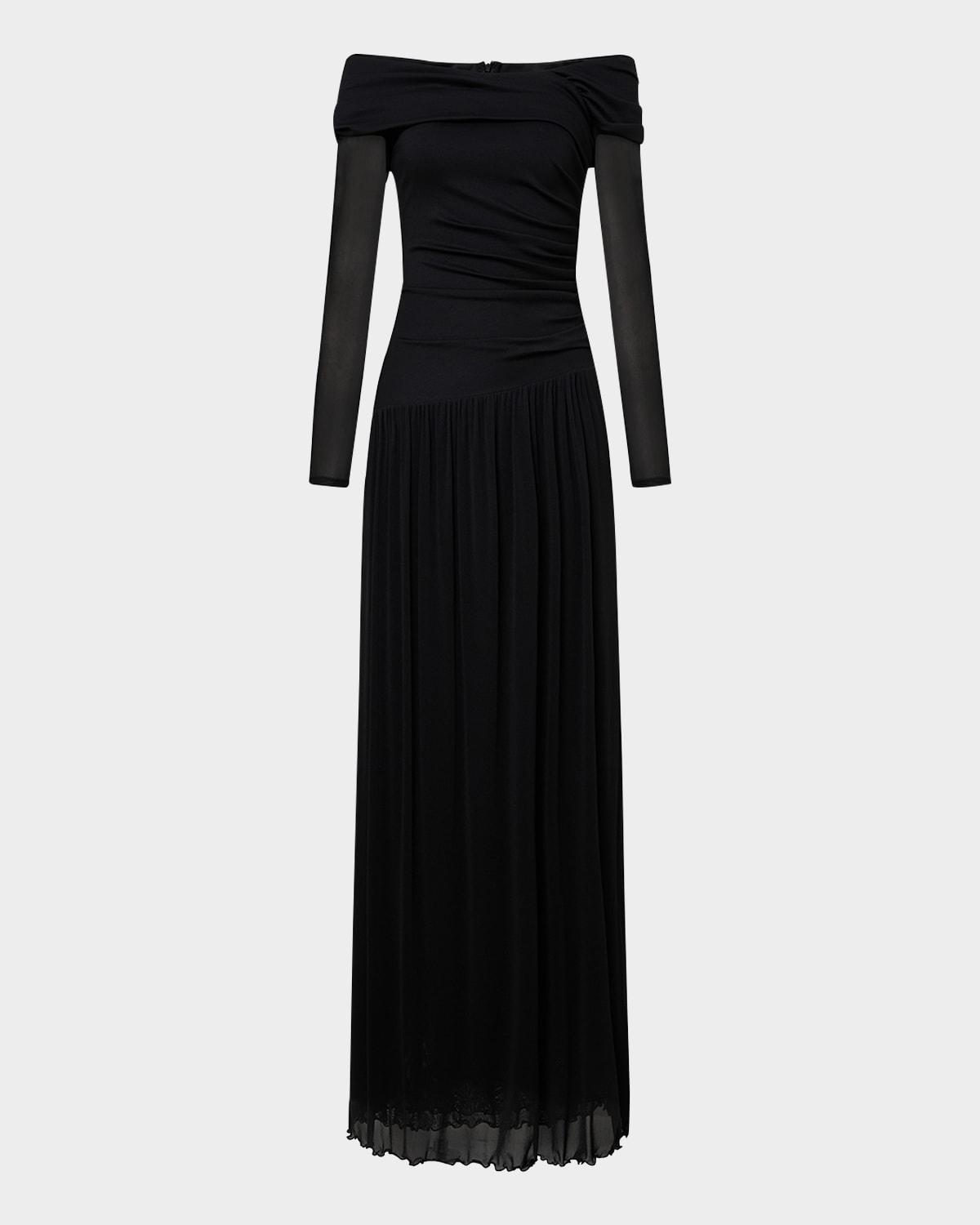 aron ruched off-shoulder gown