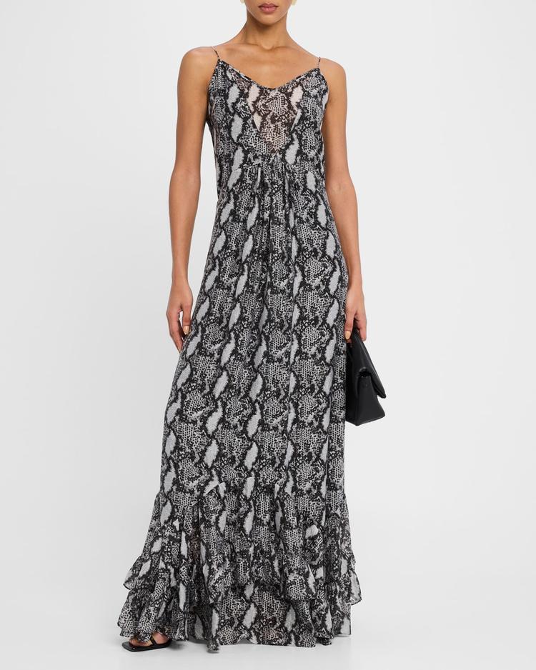 arouba knit ruffled maxi dress