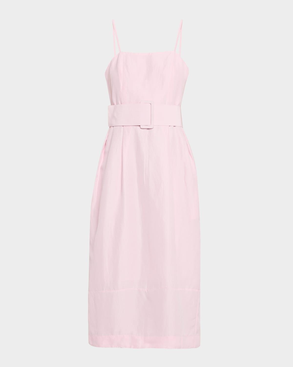 artichoke sleeveless belted midi dress