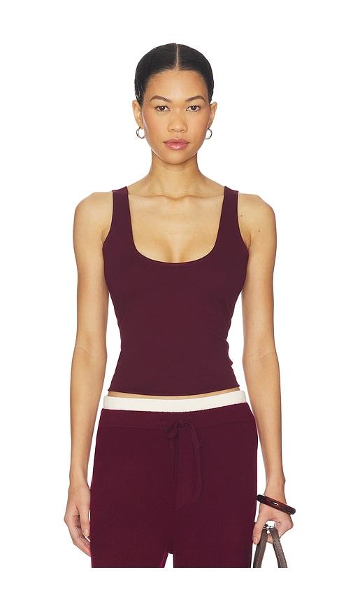 artless inez scoop tank in burgundy.