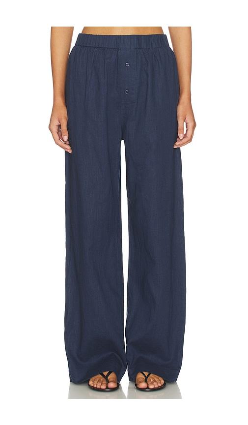 artless linen relaxed pants in navy.