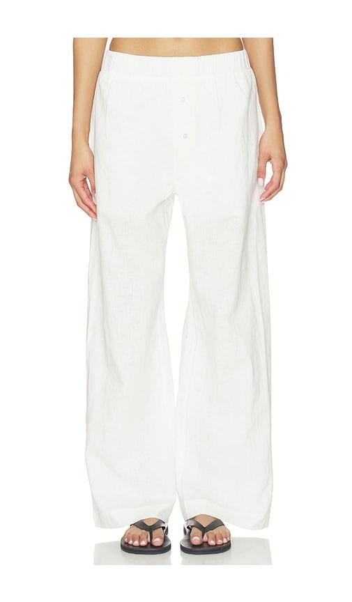 artless linen relaxed pants in white.